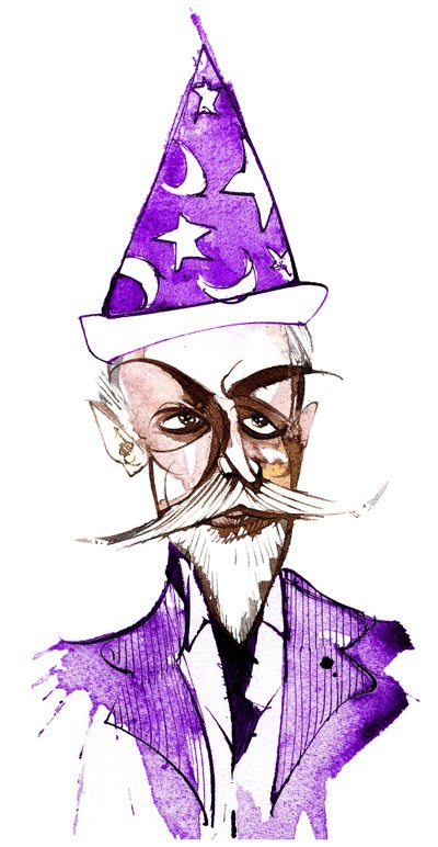 Paul Dukas, French composer (1865-1935); caricatured as a sorcerer by Neale Osborne